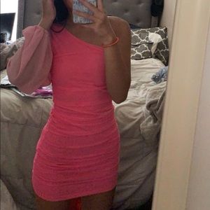 Hot Pink one sleeve dress